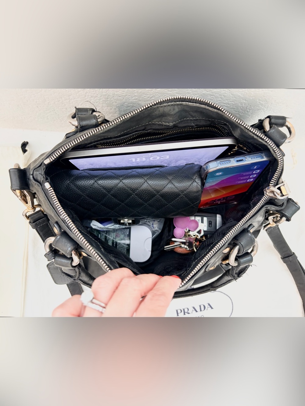 Authentic Prada Vintage Soft Calf Nero Black Leather Satchel - Picture 11 of 16